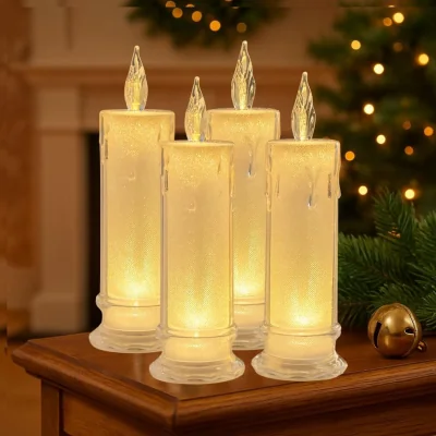 The Range 4 Set of LED Flameless Pillar Candles - White