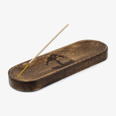 The Range Large Tree of Life Incense Tray, Handcrafted Ash Catcher - Brown