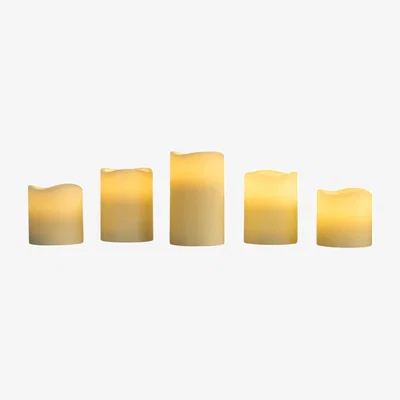 The Range Set of 5 Flickering LED Candles - Ivory