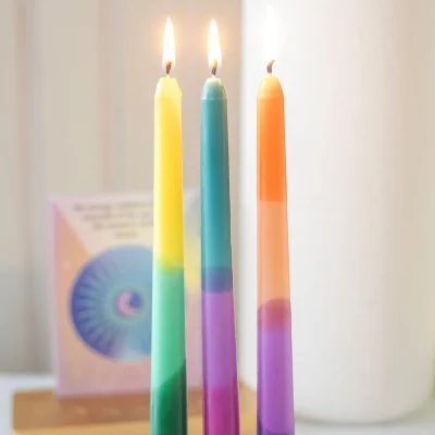 The Range Set of 3 Dipped Aura Energy Taper Candles - Multicolour