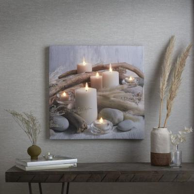 The Range Art for the Home Serene Candles LED Printed Canvas - White
