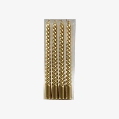 The Range Elegant Twist Taper Candle Set For Festive Table Decor - Gold