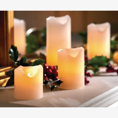 The Range Set of 4 Ivory LED Pillar Candles - Ivory