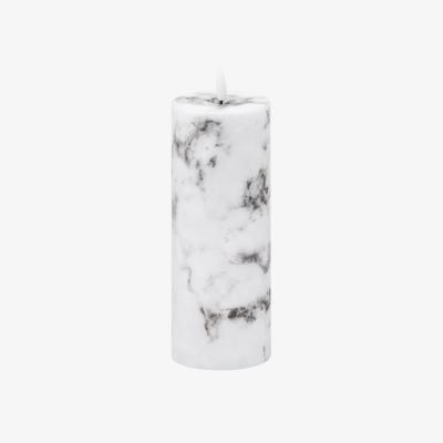 The Range Luxer Collection Natural Glow 3x8 Marble Effect LED Candle - White
