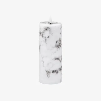 The Range Luxer Collection Natural Glow 3x8 Marble Effect LED Candle - White