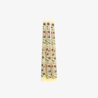 The Range Something Different Midnight Bloom Printed Taper Candle (Pack of 3) - Cream