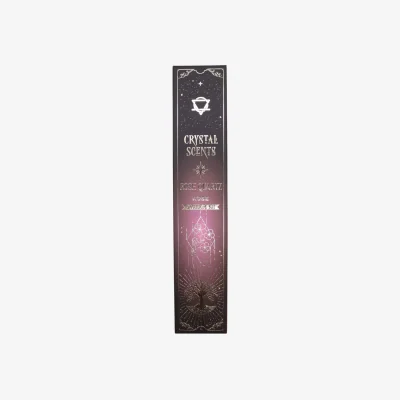 The Range Rose Quartz Crystal Scented Smudge Incense Sticks, Romantic, Calming - Brown