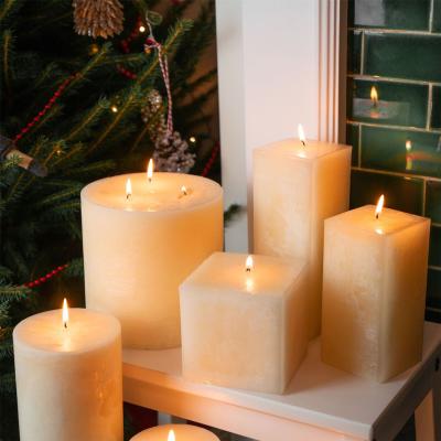 The Range Square Vanilla Pillar Candles - Natural
