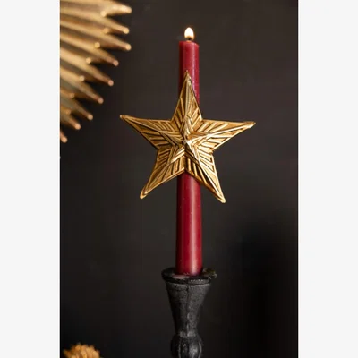 Rockett St George Antique Gold Star Dinner Candle Ring