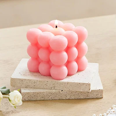 The Range Rubik's Cube Scented Soy Wax Candle - Pink