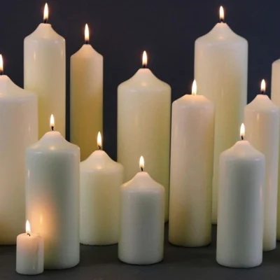 The Range Chapel Candle 3 Pack White Pillar Candle - White