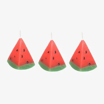 The Range Something Different Watermelon Shaped Candle (Pack of 3) - Red/Green