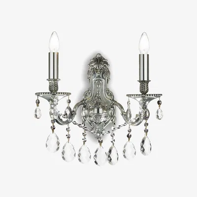 The Range Gioconda 2 Light Indoor Candle Wall Light with Crystals - Silver