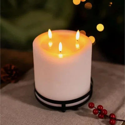 The Range 3 Wick LED Battery Candle - White & Black