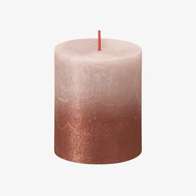 The Range Bolsius Rustic Faded Misty Pink Amber Metallic Candle - Orange