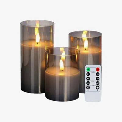 The Range Set Of 3 LED Flameless Candle  - Grey