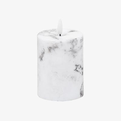 The Range Luxer Collection Natural Glow 3x4 Marble Effect LED Candle - White