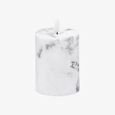 The Range Luxer Collection Natural Glow 3x4 Marble Effect LED Candle - White
