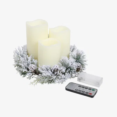 The Range Frosted Pine LED Candle Set - Natural