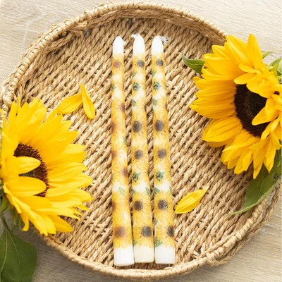 The Range Set of 3 Sunflower Unscented Taper Candles - Yellow