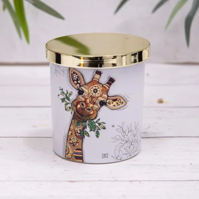 The Range Giraffe Sloth Elephant White Glass Scented Soy Candle - White