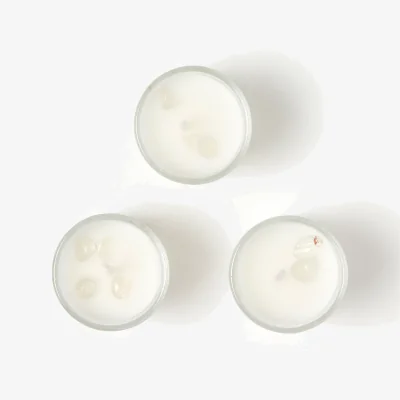 The Range Clear Quartz Fresh Linen Crystal Scented Candle Set  Pack of 3 - Grey