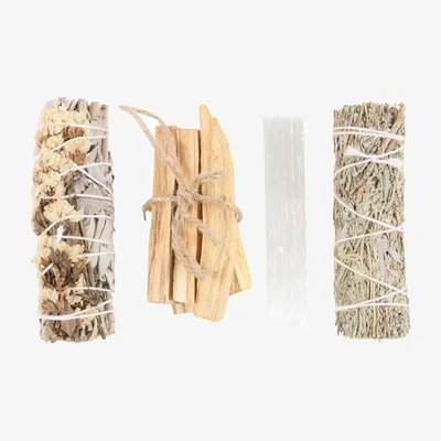 The Range Palo Santo Energy Cleansing Kit with Sage Selenite - White