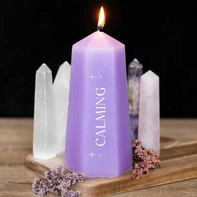 The Range Crystal Tower Candle with Rough Stones - 30 Hours