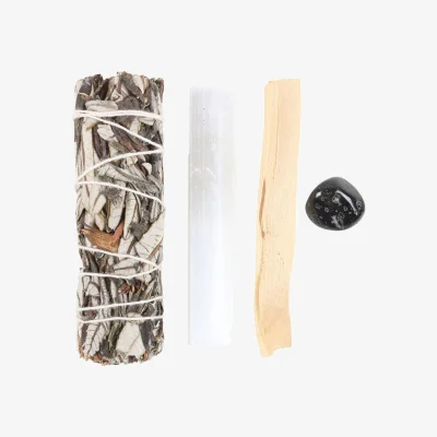 The Range Something Different Energy Cleansing Crystal Yerba Santa Sage Smudge Kit Set - White/Beige/Brown