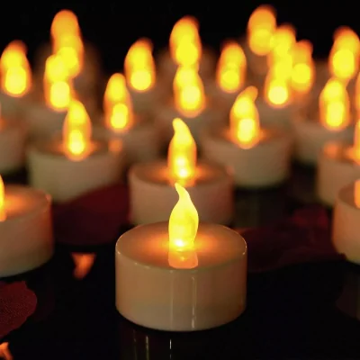 The Range Tea Lights Battery Operated Realistic LED Candles Flickering Flameless - Silver