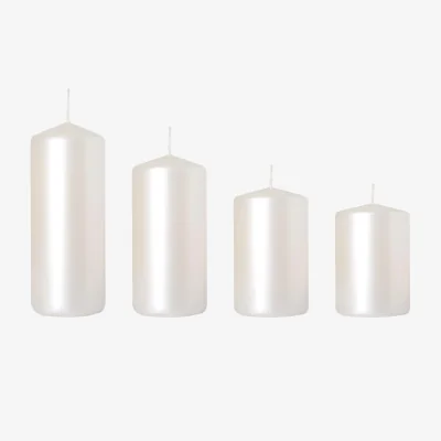 The Range Set of 4 Pillar Candles, Decorative Household Candles - Advent & Christmas Red - Pearl, Metallic