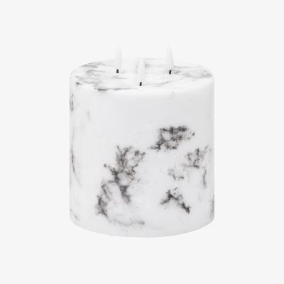 The Range Luxer Collection Natural Glow 6x6 Marble Effect LED Candle - White