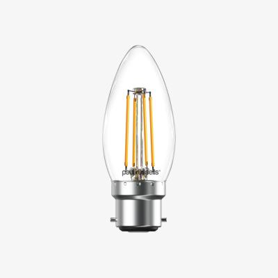 The Range 4.5W LED Filament, Candle, B22, 470lm, Non-Dim, 2700K Bulb - Warm White