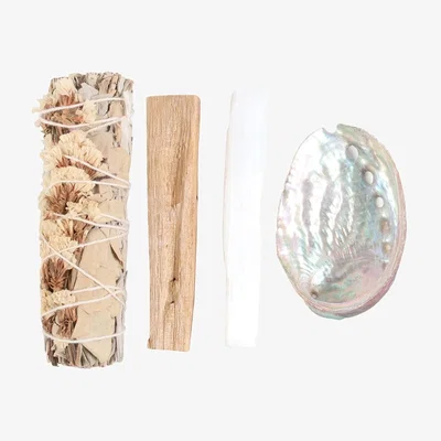 The Range Something Different Serenity Relaxation Sage Smudge Kit (Pack of 4) - Brown/White