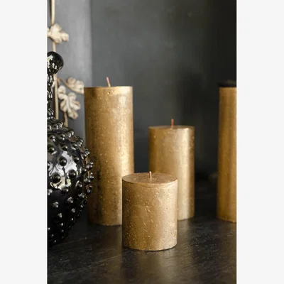 Rockett St George Metallic Gold Shimmer Pillar Candle - Small