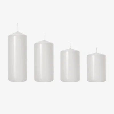 The Range Set of 4 Pillar Candles, Decorative Household Candles - Advent & Christmas Red - White, Matt