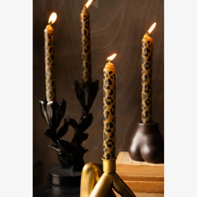 Rockett St George Set Of 4 Leopard Print Dinner Candles