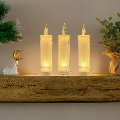 The Range 3 Set of LED Flameless Pillar Candles - White