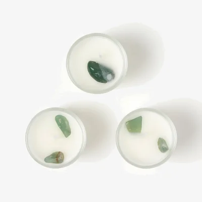 The Range Green Fluorite Black Tea  Vetiver Crystal Scented Candle Set  Pack of 3 - Green