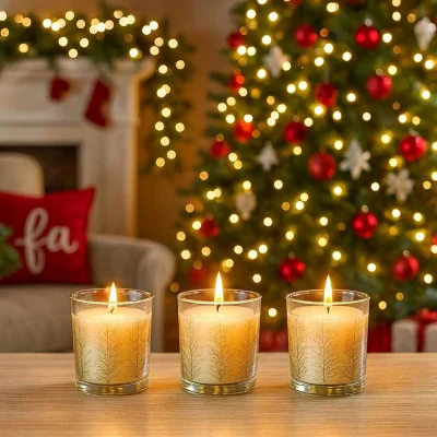The Range Christmas Scented Candle Jar Set of 3 - Whie