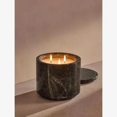 Soho Home Leather & Oud Candle, Forest Green Marble, 660g