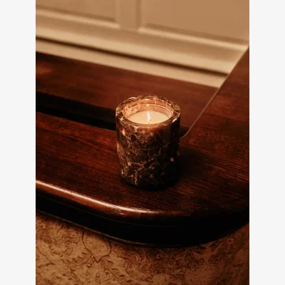 Soho Home Leather & Oud Candle, Dark Emperador Marble, 250g, Member Exclusive