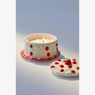 Urban Outfitters Strawberry Cake Candle - Strawberry Gelato 14cm x 9.8cm at Urban Outfitters