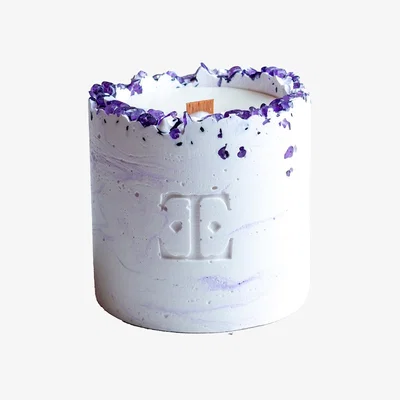 Wolf & Badger Pink / Purple Lavender Gemstone Candle Large | Esti Living
