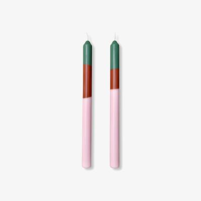 Wolf & Badger Green / Pink / Purple Woodstock - Dinner Taper Candle Pair | Pygmalion London