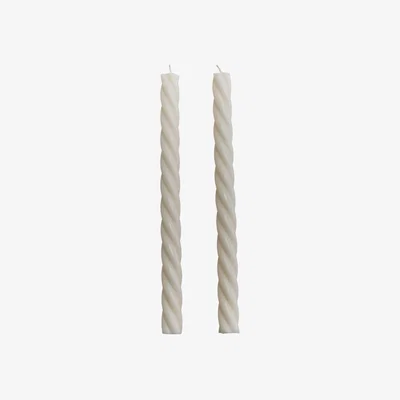 Wolf & Badger Harlow Roped Candlestick Set Of Two - White | One Size | Love Ally