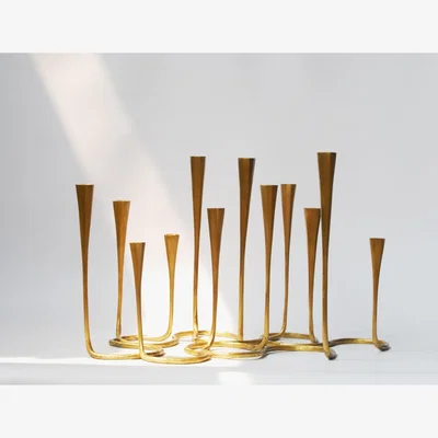 Wolf & Badger Gold Daisy Candle Stand | Medium | Posh Trading Company