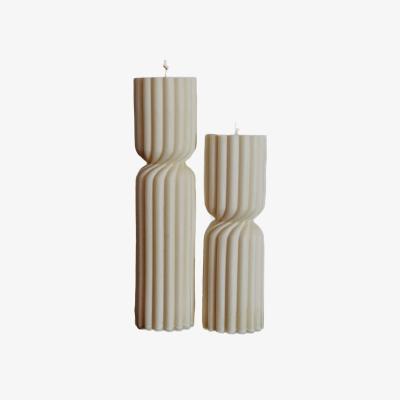 Wolf & Badger White Twist Ribbed Pillar Candle Set | Studio Üm