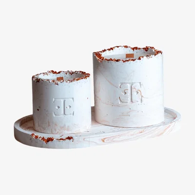 Wolf & Badger Rose Gold Antique Gold Crystal Candle Set | Esti Living