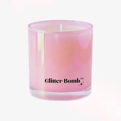 Wolf & Badger Pink / Purple Pink Cosmos - Glitter Bomb™ Candle In Blackcurrant, Vanilla & Jasmine | One Size | Bloomtine | Earth Angel Hq